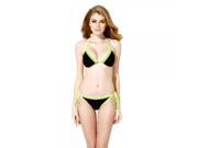 Colloyes Sexy Dual side Green Lace Decorated Bikini Set Black L