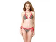 Colloyes Voluptuous One side Lace Decorated Sexy Bikini Set Leopard Red M