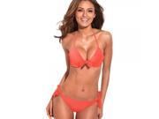 RELLECIGA New Cheeky Full Lined Halter Top Bikini Set Size S Fluorescent Orange