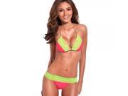 RELLECIGA Chic Lace Triangle Bikini Set Size M Solid Rose Red Fluorescent Green