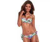 RELLECIGA Neon Color Doodle Print Bandeau Top Bikini Set with Removable Ties at Neck S Colorful Doodle