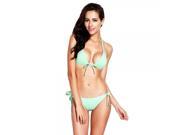 RELLECIGA Alluring Push up Triangle Cup Women Two piece Bikini Swimsuit Swimwear Suit Mint Green L