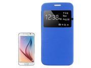 Leather Cover Connect Translucence PC Back Shell Protective Case with Caller ID Window for Samsung Galaxy S6 G920 Blue