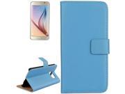 Cowhide Split Leather Protective Case with Holder Card Slots for Samsung Galaxy S6 G920 Blue
