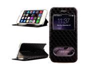 Diamond Pattern Flip Leather Case with Holder Wake up Sleep Function Caller ID Display for iPhone 6 Black