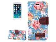 Flowers Pattern Horizontal Flip Leather Case with Card Slots Holder for iPhone 6 Blue