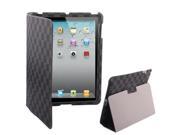Checkered Design Leather Case with Holder for iPad 2 Black