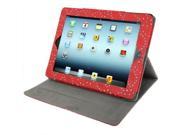 Diamond Encrusted Leather Case with Holder 3 angle Viewing Adjustment for New iPad iPad 3 Red