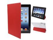 3 fold Plastic Hard Case Silicone Case Smart Cover with Holder for New iPad iPad 3 iPad 2 Red