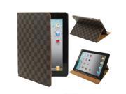 High Quality Grid Texture Leather Case with Holder for iPad 2