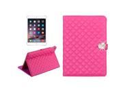 Plaid Texture Diamond Encrusted Buckle Leather Case with Holder for iPad Air 2 Magenta