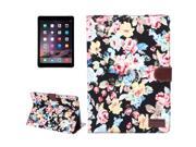 Flower Pattern Leather Case with Holder Card Slots Sleep Function for iPad Air 2 Black