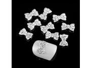 10pcs Lovely Bowknot Style Alloy Nail Art Decorations Glitter Tips Rhinestones Kit Silver