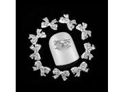 10pcs Attractive Bowknot Style Alloy Nail Art Decorations Glitter Tips Rhinestones Kit Silver