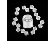 10pcs Lovable Bowknot Style Alloy Nail Art Decorations Glitter Tips Rhinestones Kit Silver