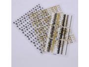 9.5 x 11cm 6 x 11.5cm Bowknot Cross Lace Style Plastic 3D Nail Sticker Decoration Set Black Golden