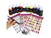 Professional 10 Colors Painting Pigment with Pen Nail Art Kit Set