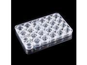 24 Compartment Round Plastic False Nail Tips Storage Box Case Transparent