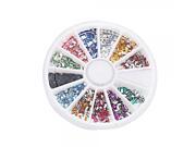12 Colors 1800pcs Wheel Nail Art Glitter Tips Rhinestone Rectangle