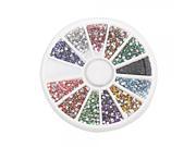12 Colors 1800pcs Wheel Nail Art Glitter Tips Rhinestone Round