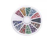 12 Colors 3000pcs Wheel Nail Art Glitter Tips Rhinestone Round