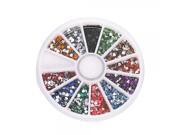 12 Colors 3000pcs Wheel Nail Art Glitter Tips Rhinestone Heart