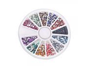 12 Colors 3000pcs Wheel Nail Art Glitter Tips Rhinestone Comma