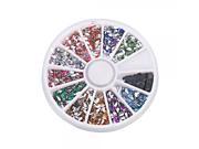 12 Colors 3000pcs Wheel Nail Art Glitter Tips Rhinestone Water Drop