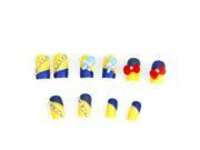 24pcs Hand painted False Nails Red Bowknot Rhinestones with Nail Glue Yellow Blue