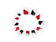 24pcs Hand painted False Nails With Rhinestones Black Red Transparent