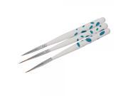 3pcs Nail Art Painting Pen Brush with White Handle and Blue Point