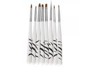8pcs Nail Art Painting Pen Brush Set with White Handle