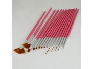 15pcs Nail Art Painting Pen Brush Set with Pink Handle 2