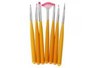 7pcs Nail Art Painting Pen Brush Set with Yellow Handle