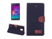 Canvas Texture Leather Case with Holder Card Slots for Samsung Galaxy Note 4 Dark Blue