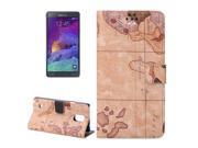World Map Pattern Leather Case with Holder and Card Slots for Samsung Galaxy Note 4 N910 Random Delivery Brown