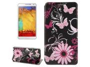 Butterfly Pattern Leather Case with Holder for Samsung Galaxy Note 3 N9000