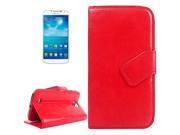 Crazy Horse Texture Slant Fastener Horizontal Flip Leather Case with Card Slot and Holder for Samsung Galaxy S4 i9500 Red