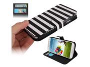 2 color Series Striped Pattern Leather Case with Credit Card Slots Holder for Samsung Galaxy S4 i9500 Black White