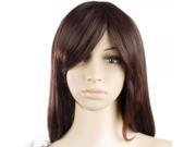 24.41 Side Bang Long Wavy Synthetic Hair Wig Dark Brown