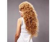 80cm New Long Curly Fiber Woman Hair Full Wig Golden