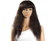 27.2 Women Fashionable Silk Full Bang Long Corn Curly Hair Wig Black