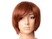 JCJ 423 M33M Women High Temperature Silk Short Straight Hair Wig without Scalp Cap Golden Brown