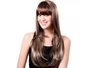 68cm Women Synthetic Fiber Eyebrow Bangs Long Curly Hair Wig Light Gray White WM61