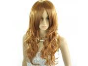 25.6 High Temperature Silk Fashion Side Bang Long Curly Hair Wig Golden