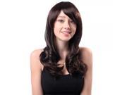 60cm Women Synthetic Fiber Side Bangs Long Curly Hair Wig Maroon Brown lc037 m233
