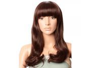 65cm JCJ 416B Graceful High temperature Silk Round Scalp Neat Bangs Long Straight Hair Wig with Layers Dark Brown