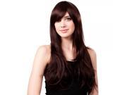 68cm Women Synthetic Fiber Side Bangs Long Straight Hair Wig Maroon Brown ls011 M433