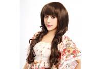 Capless Long Curly Brown High Quality Synthetic Wig Full Bang