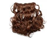 High Temperature Silk Clip on Medium Long Classic Pear Shape Curly Wig with 5 Clips Light Brown C87